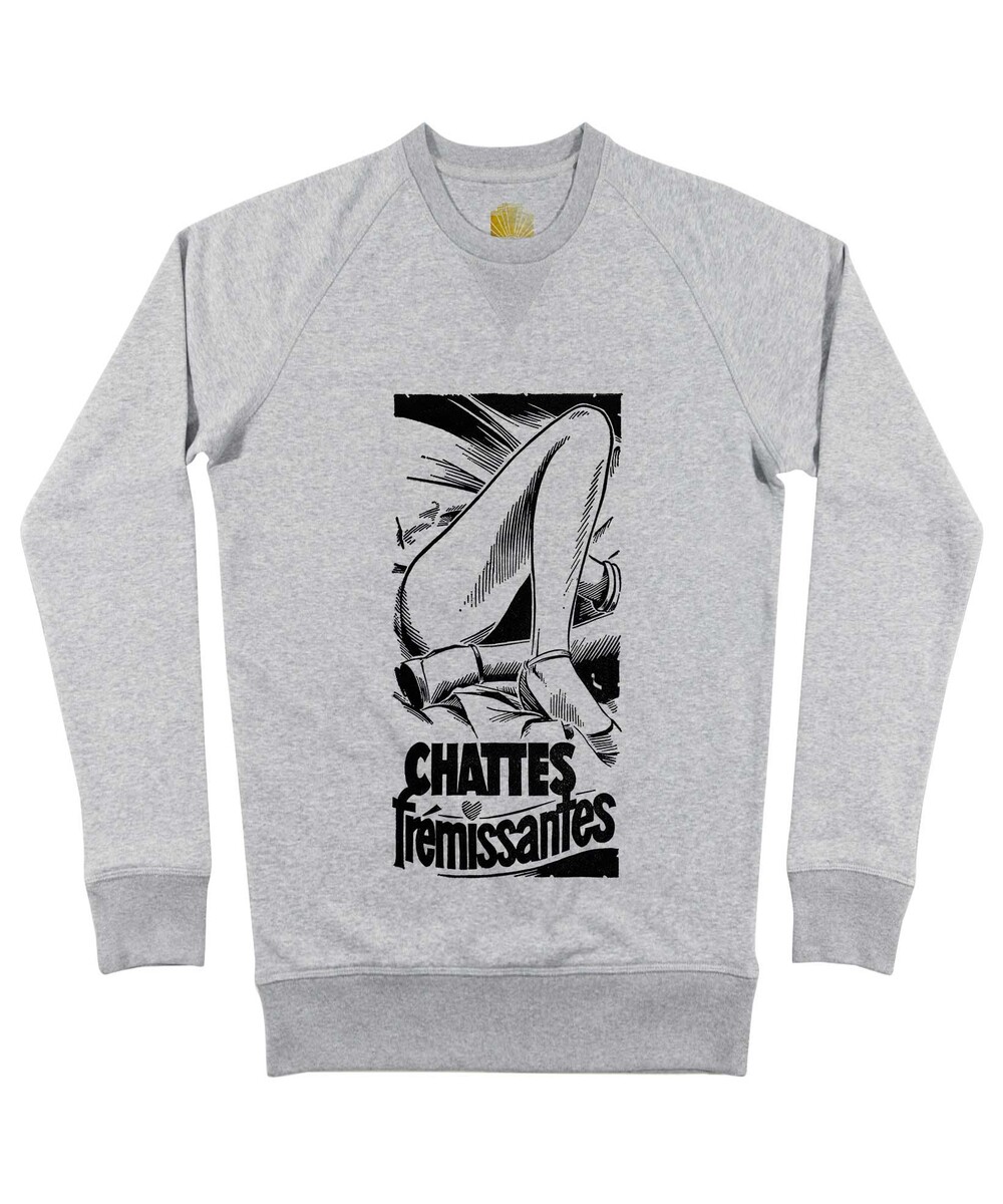 Sweat pour Homme Chattes Frémissantes de couleur Gris chiné