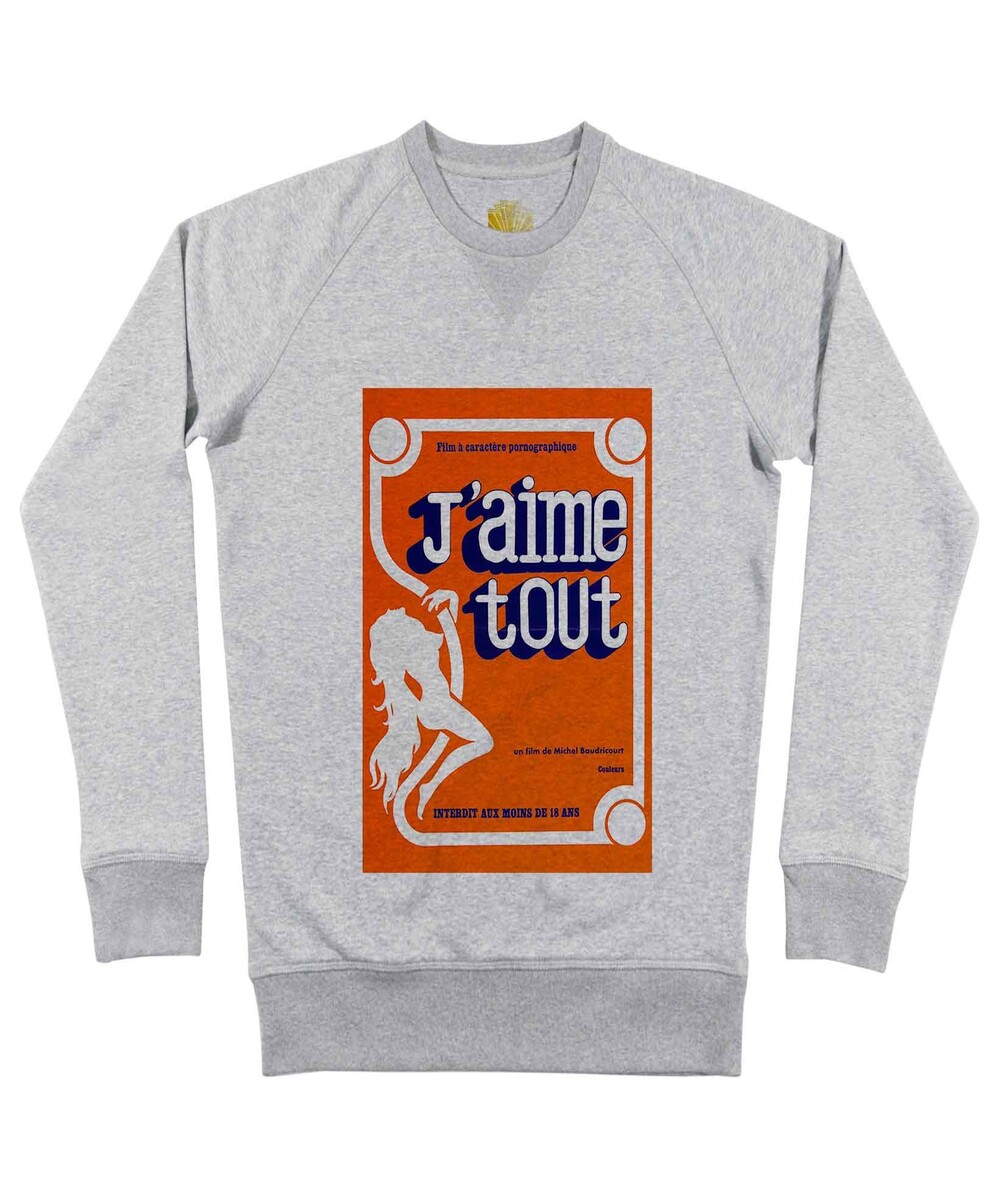 Sweat pour Homme J'aime Tout de couleur Gris chiné