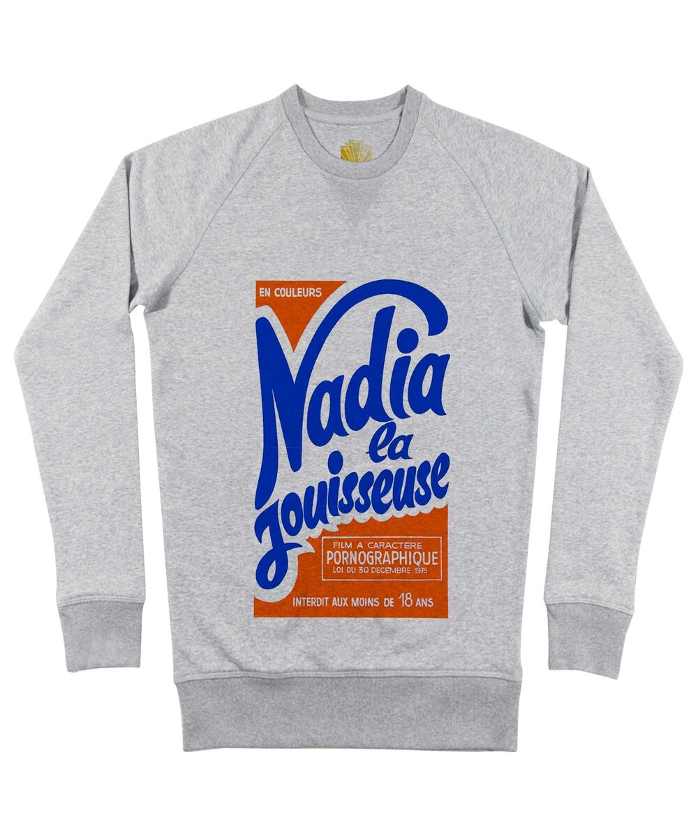 Sweat pour Homme Nadia La Jouisseuse de couleur Gris chiné