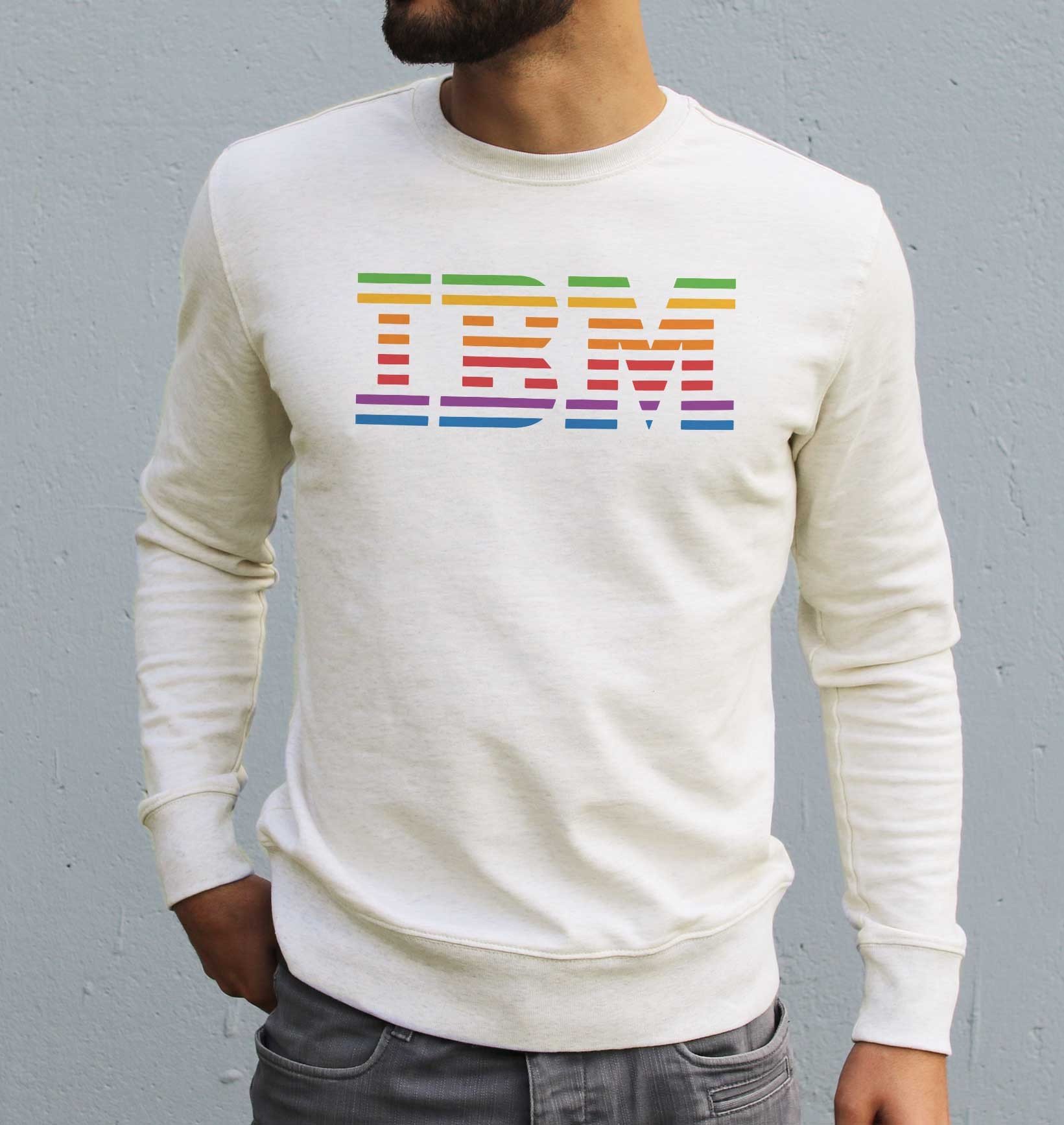 Sweat IBM vs. Apple de couleur Gris chiné