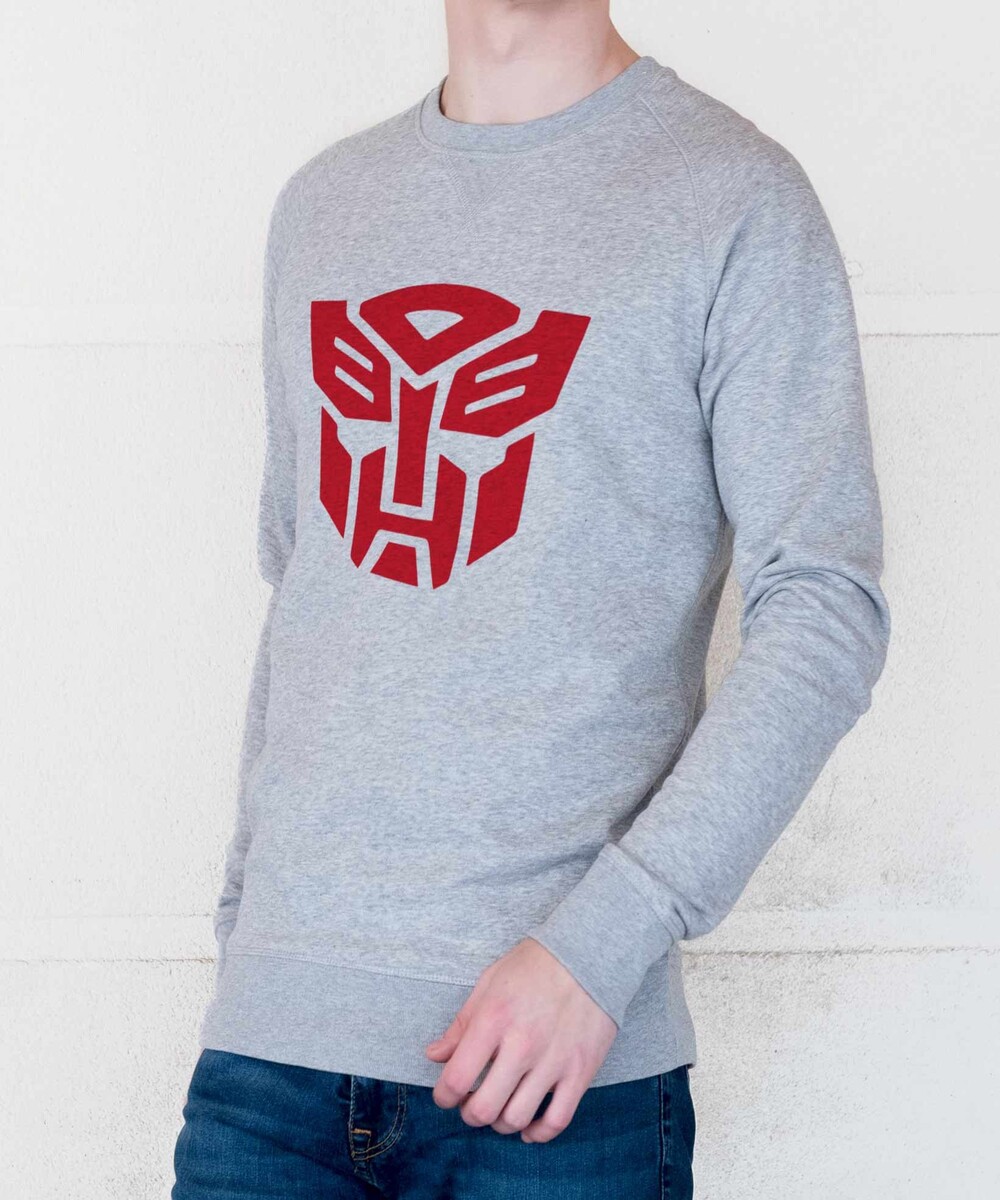 Sweat pour Homme Emblème Autobot de couleur Gris chiné