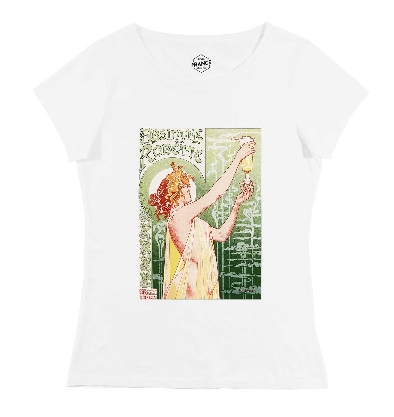 T-shirt Femme avec un Femme Absinthe Robette Grafitee