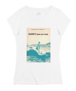 T-shirt Femme avec un Femme Biarritz Reine des Plages Grafitee