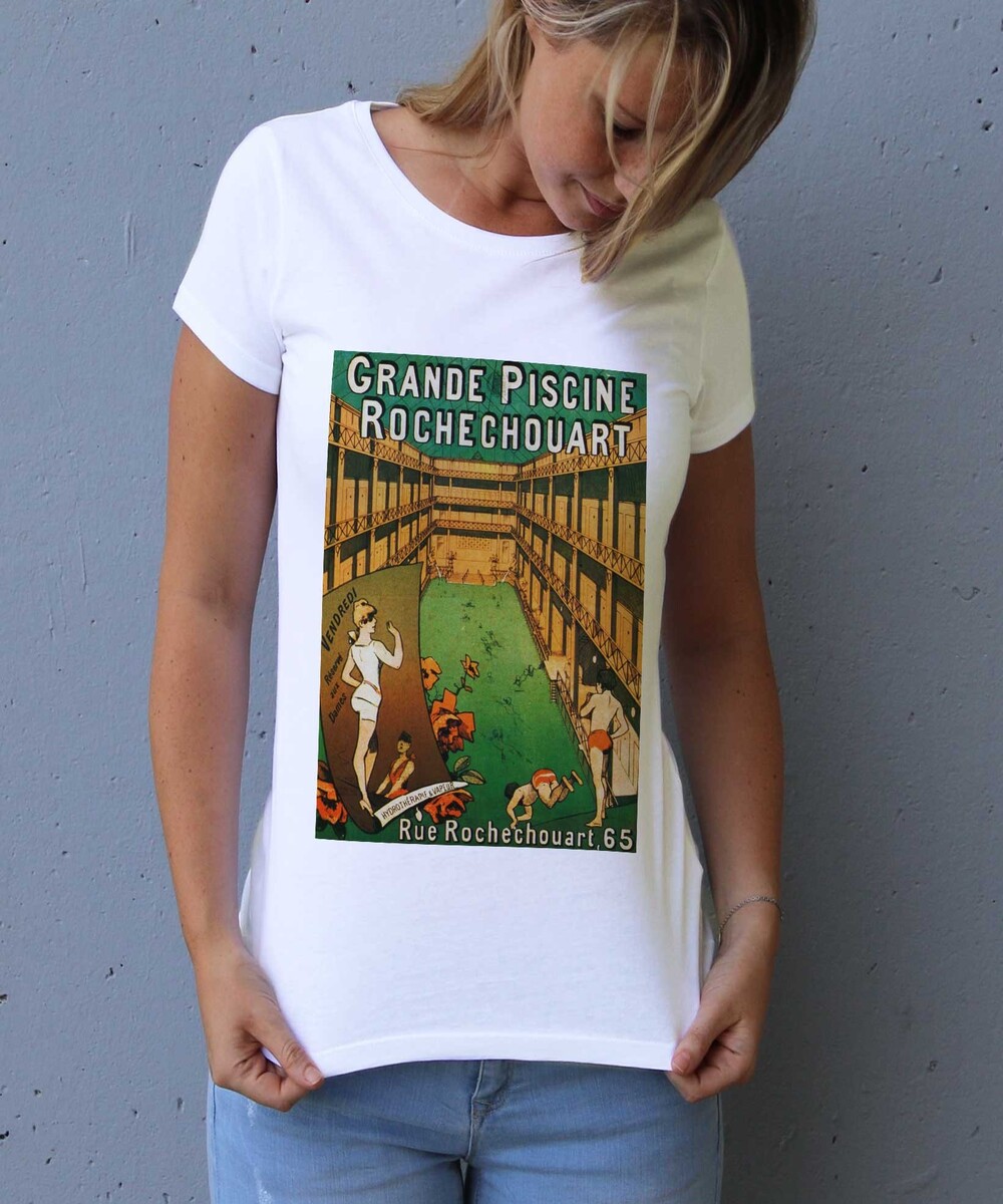 T-shirt pour Femme Femme Piscine Rochechouart de couleur Blanc