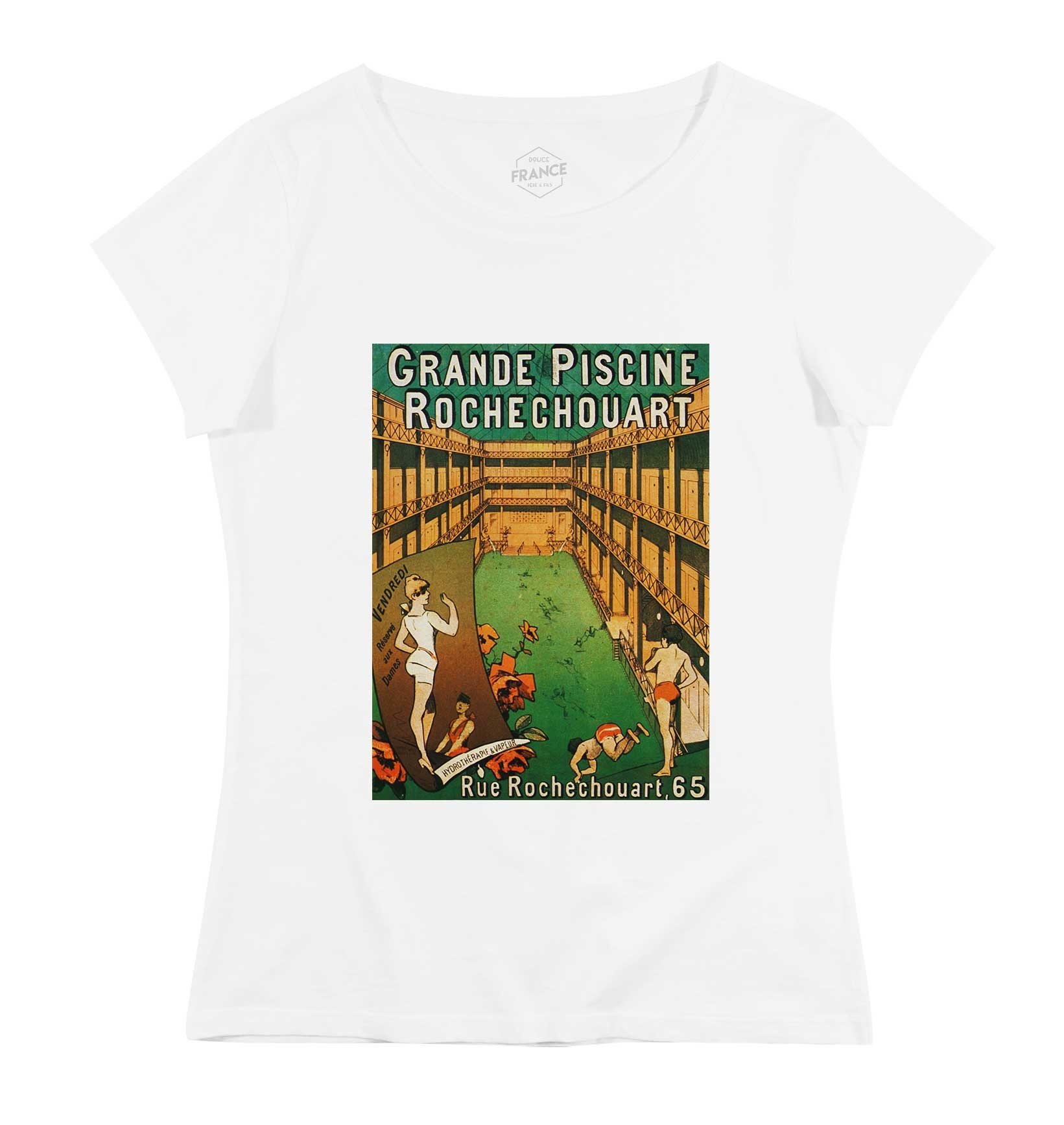 T-shirt Femme avec un Femme Piscine Rochechouart Grafitee