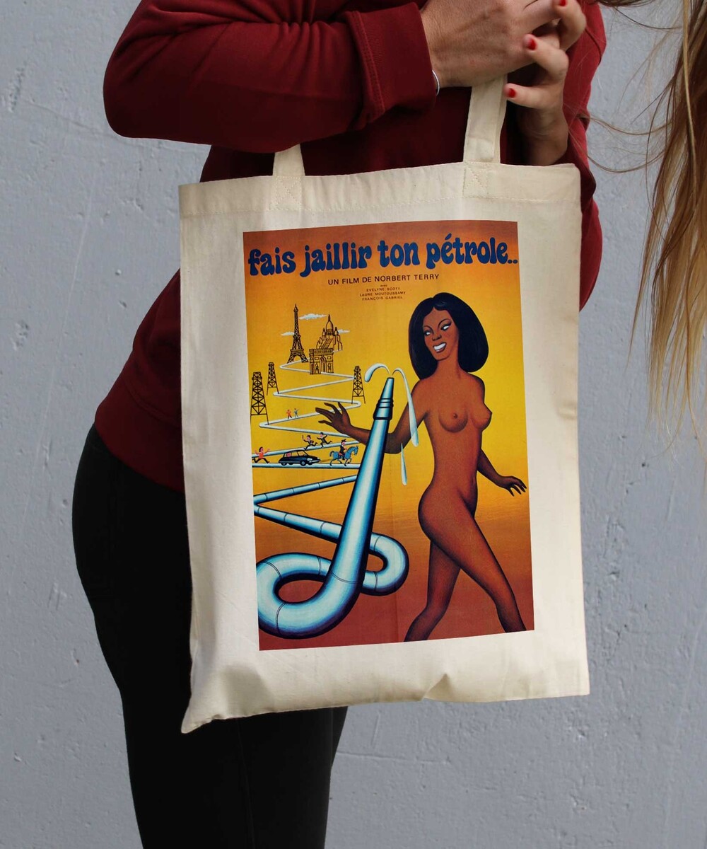 Tote Bag Fais Jaillir Ton Pétrole de couleur Crème