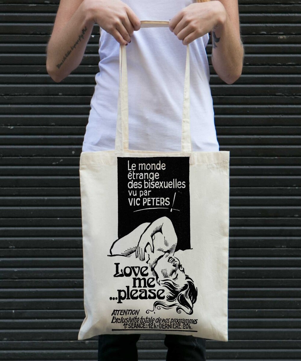 Tote Bag Love Me Please de couleur Crème