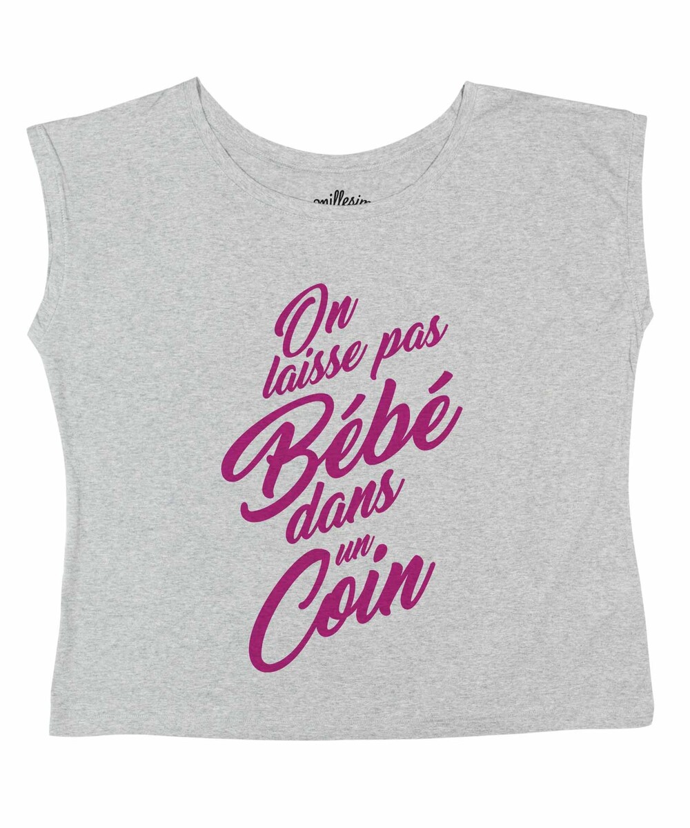 T-shirt pour Femme Loose On Laisse Pas Bébé de couleur Gris chiné