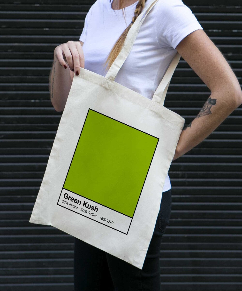 Tote Bag Green Kush de couleur Crème