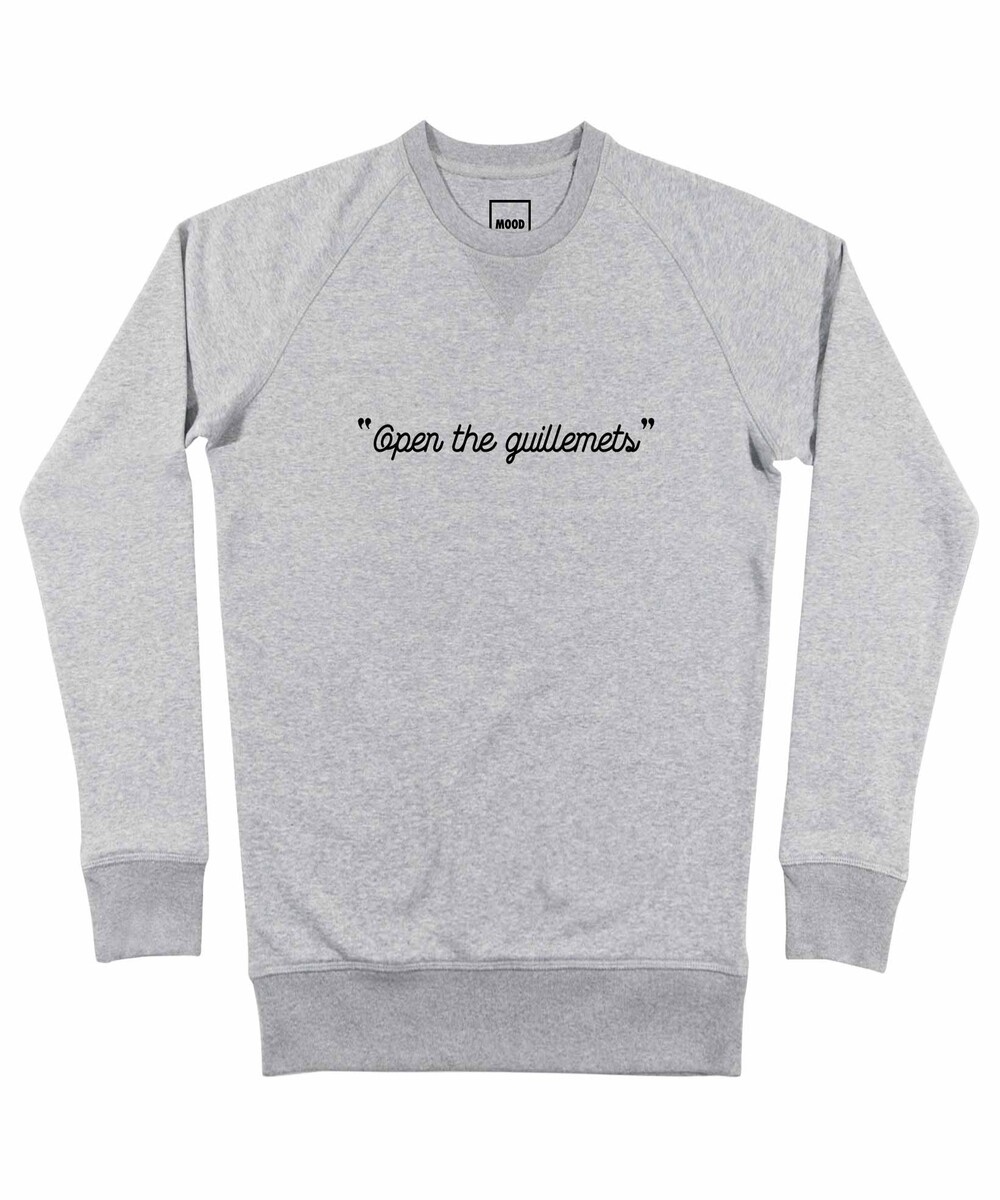 Sweat pour Homme Open The Guillemets de couleur Gris chiné