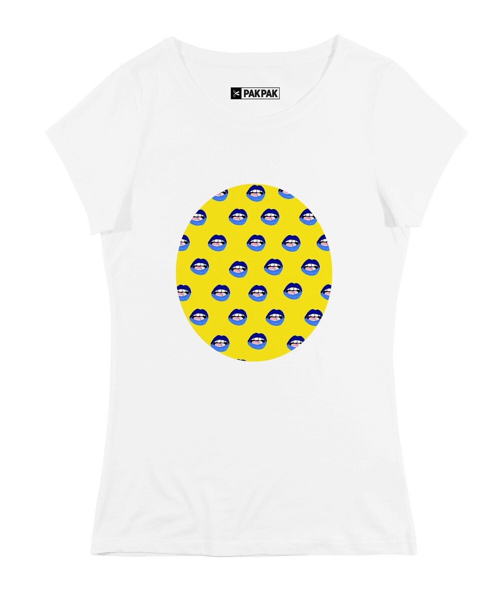 T-shirt pour Femme Femme Bouches Ouvertes de couleur Blanc