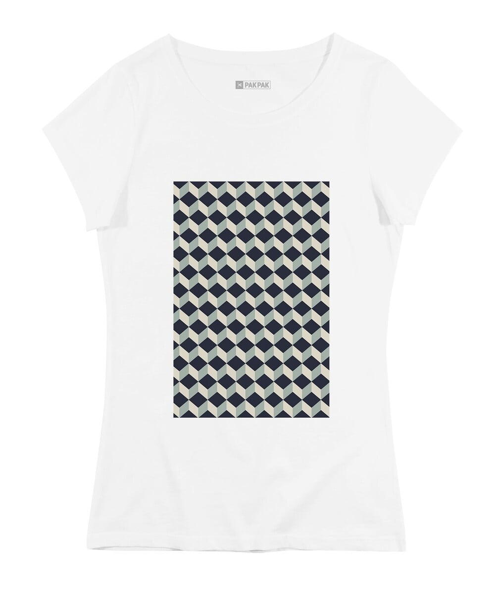 T-shirt Femme avec un Femme Cube 3D Grafitee