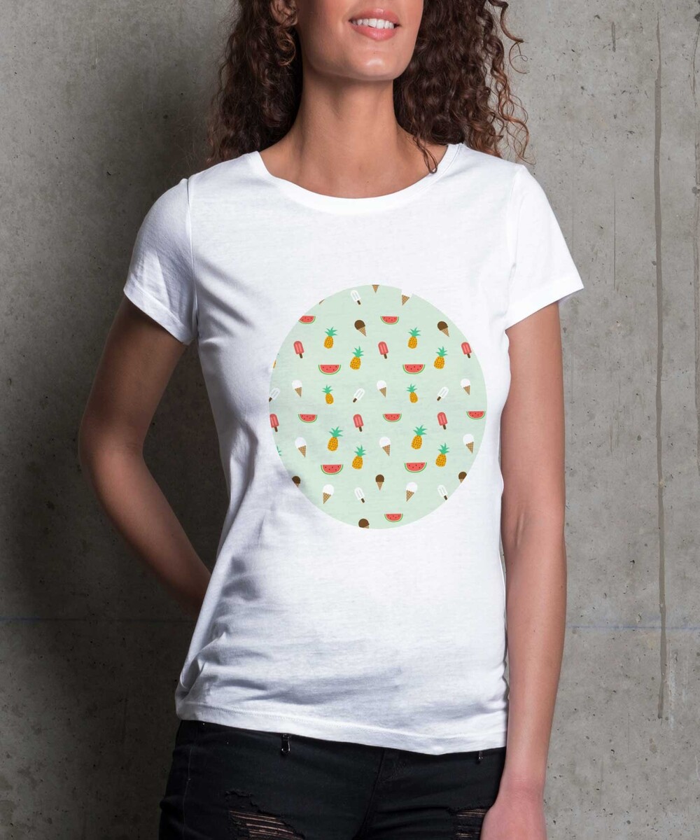 T-shirt pour Femme Femme Summer Pattern de couleur Blanc