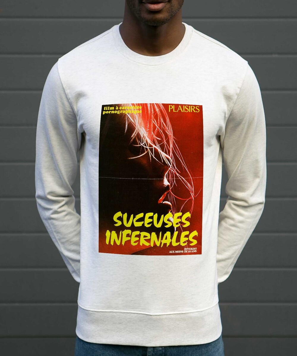 Sweat pour Homme Suceuses Infernales de couleur Beige chiné