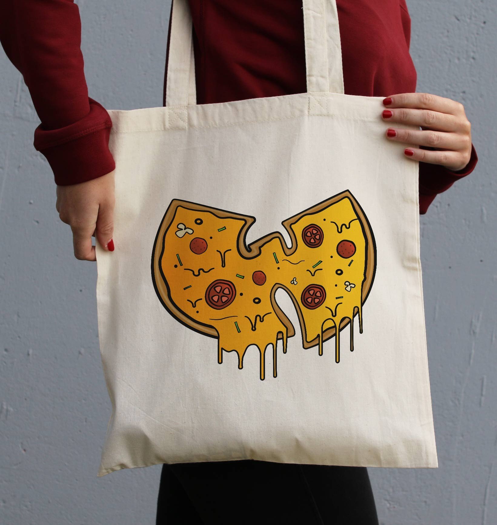 Tote Bag Wu-Tang Pizza de couleur Écru