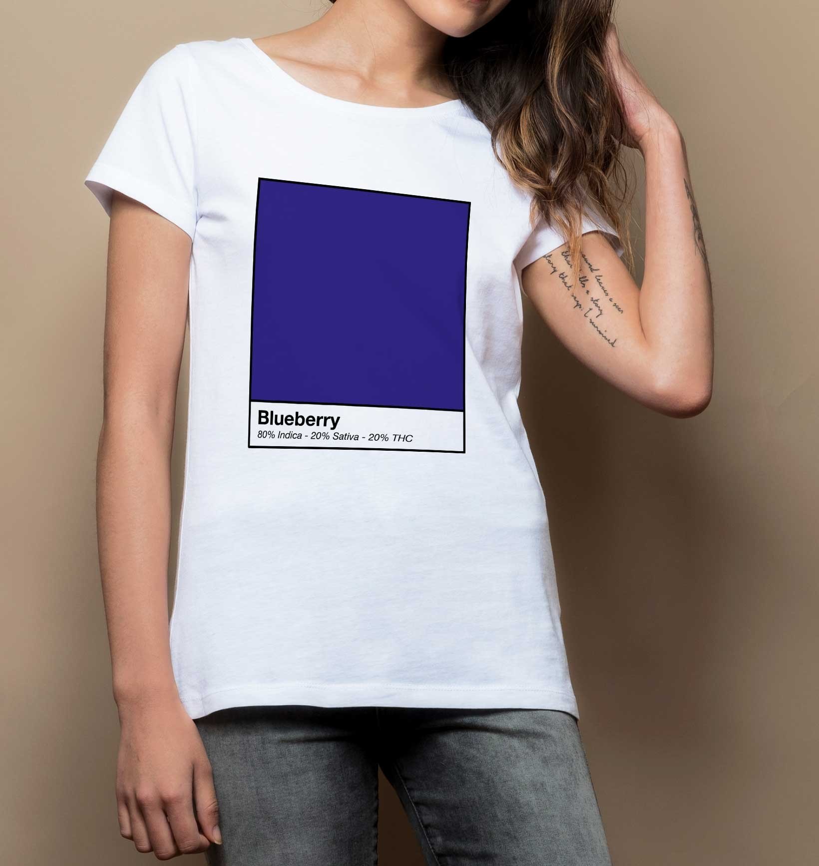 T-shirt Femme Blueberry de couleur Blanc