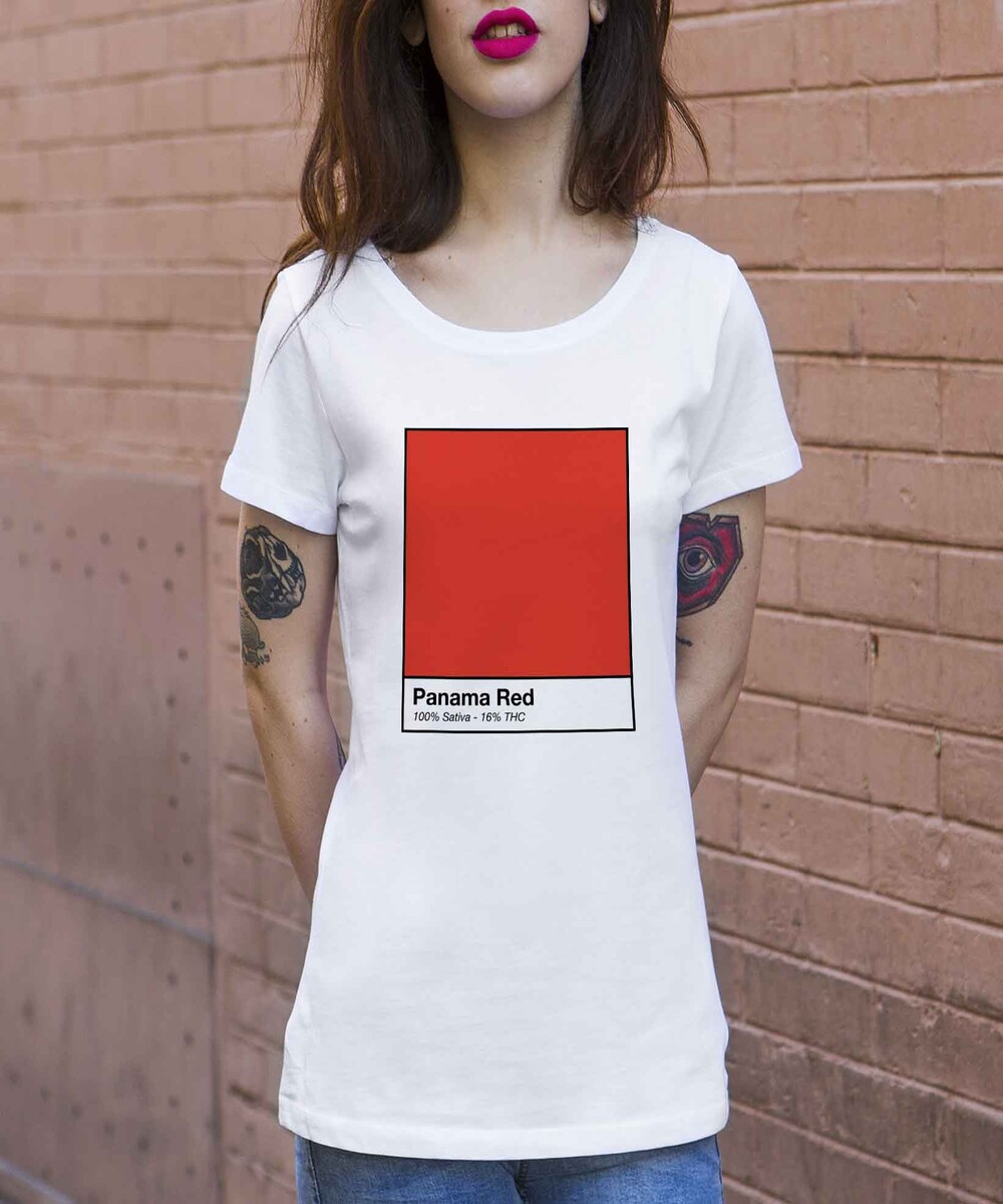 T-shirt pour Femme Femme Panama Red de couleur Blanc