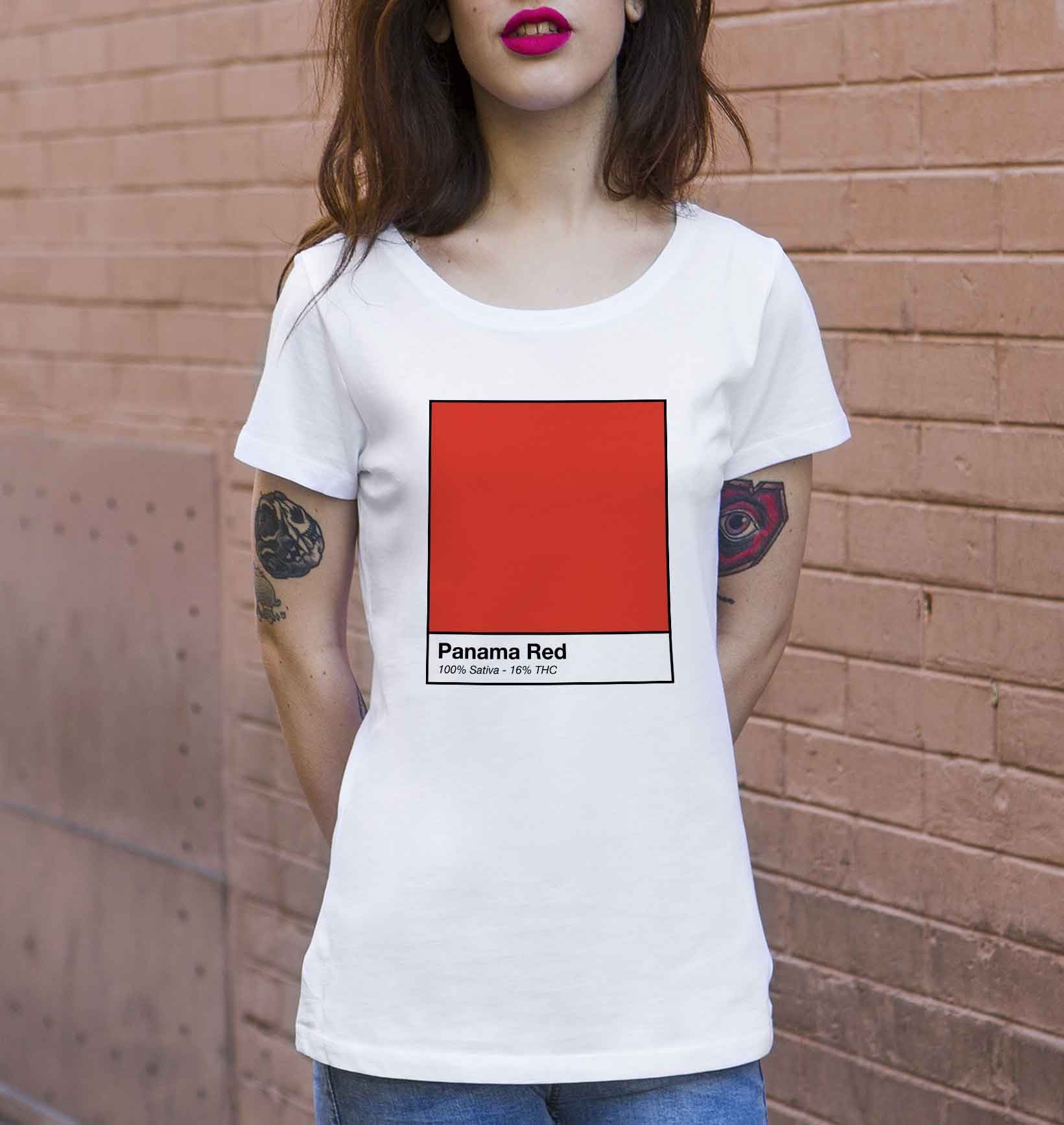 T-shirt Femme Panama Red de couleur Blanc