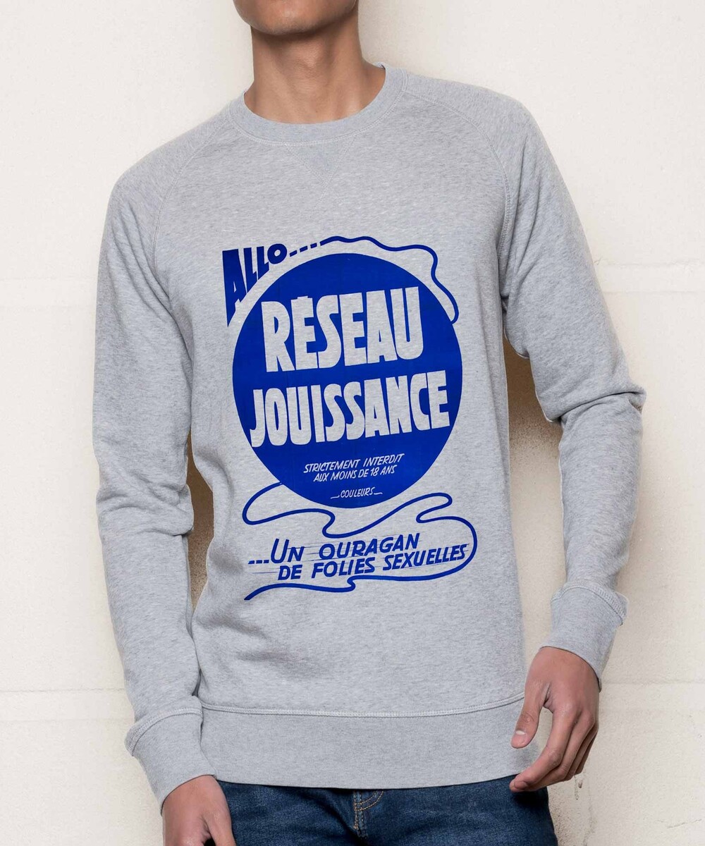 Sweat pour Homme Réseau Jouissance de couleur Gris chiné