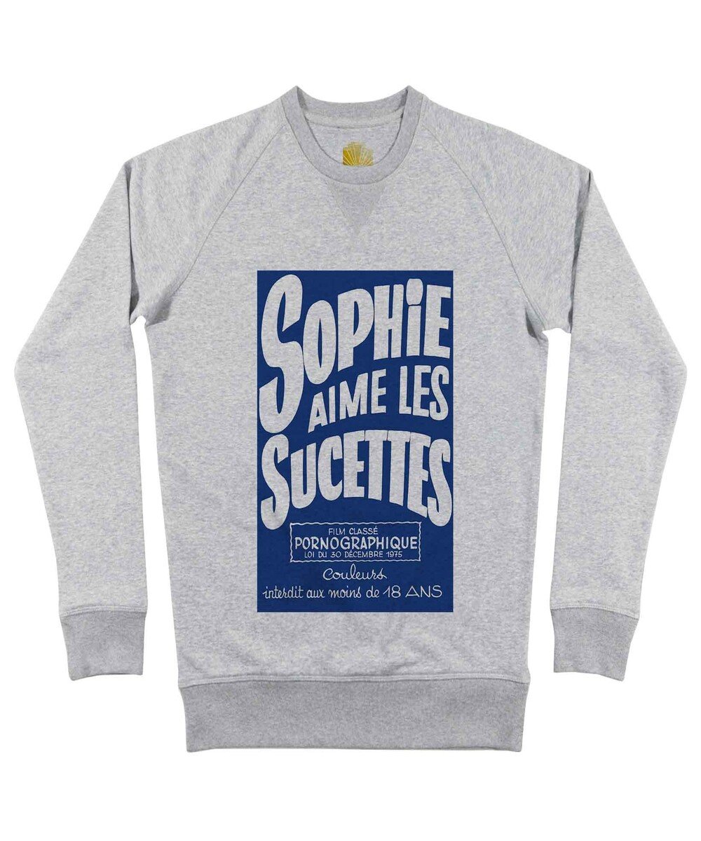 Sweat pour Homme Sophie Aime Les Sucettes de couleur Gris chiné