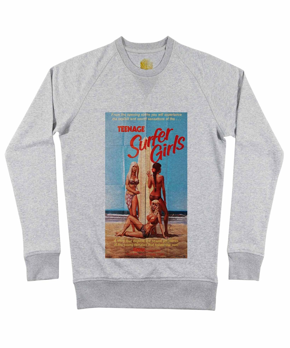 Sweat pour Homme Teenage Surfer Girls de couleur Gris chiné