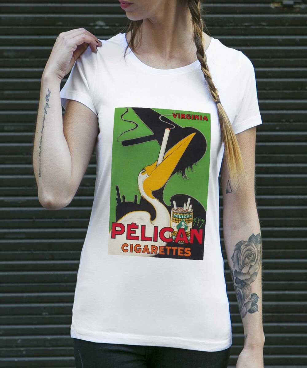 T-shirt pour Femme Femme Pélican Cigarettes de couleur Blanc