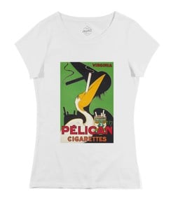 T-shirt pour Femme Femme Pélican Cigarettes de couleur Blanc