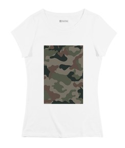 T-shirt pour Femme Femme Camo Rectangle de couleur Blanc