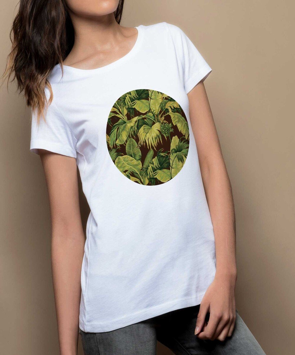 T-shirt pour Femme Femme Feuillage de couleur Blanc