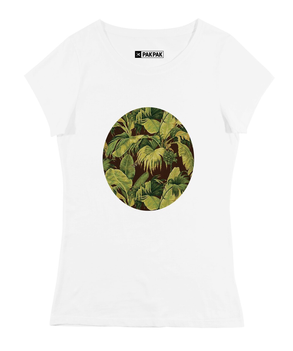T-shirt pour Femme Femme Feuillage de couleur Blanc