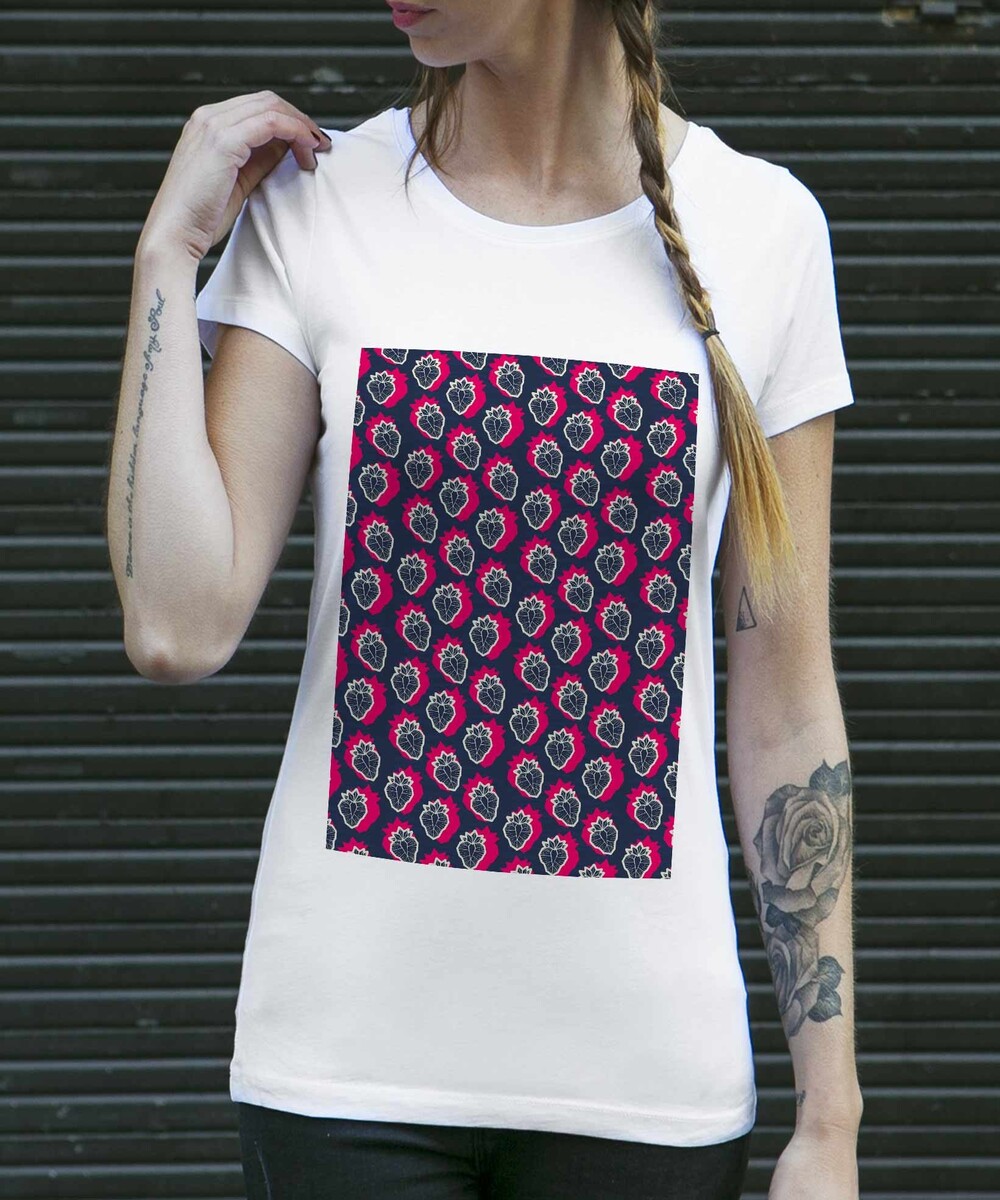 T-shirt pour Femme Femme Fraises Electriques de couleur Blanc