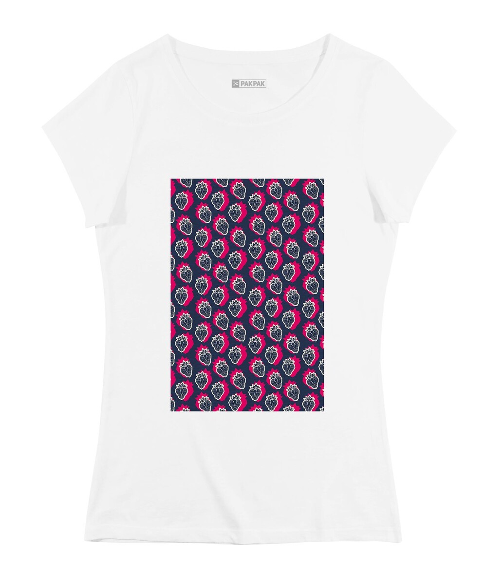 T-shirt pour Femme Femme Fraises Electriques de couleur Blanc