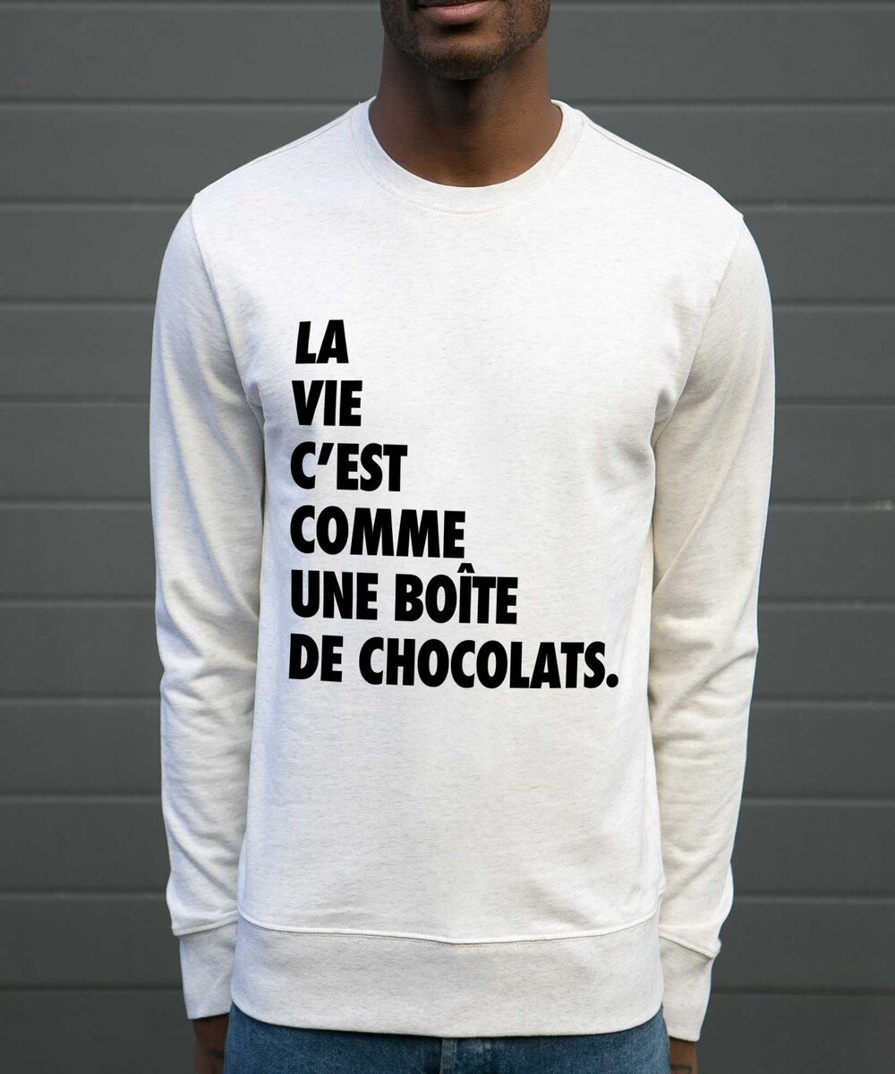 Sweat pour Homme Forrest Gump Chocolat de couleur Beige chiné