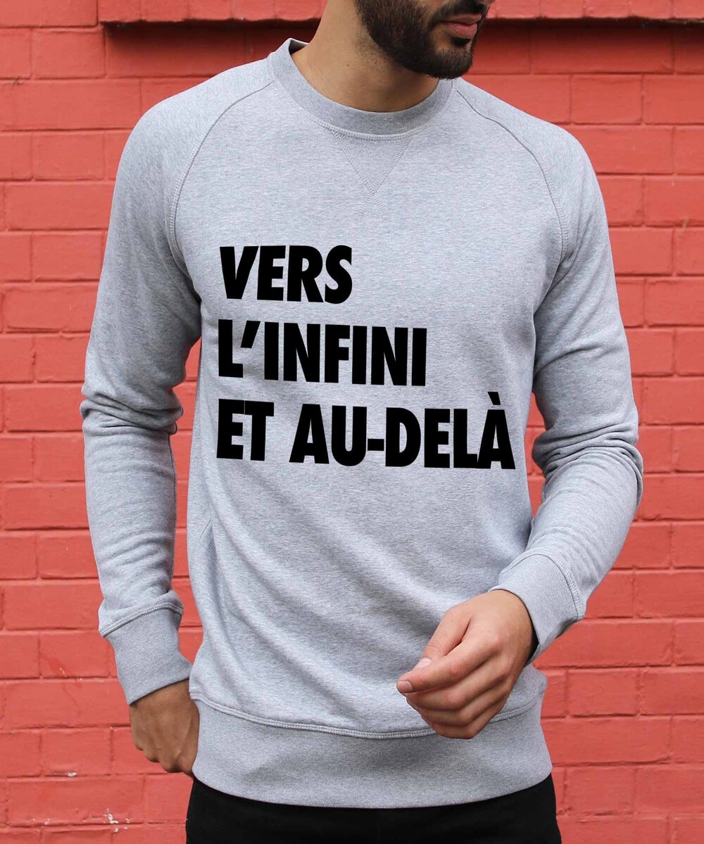 Sweat pour Homme Vers L'infini et Au-delà de couleur Gris chiné