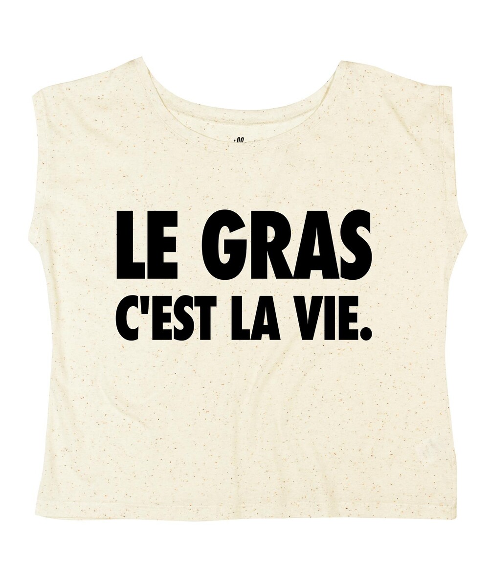 T-shirt pour Femme Oversize Le Gras C'est La Vie de couleur Gris chiné