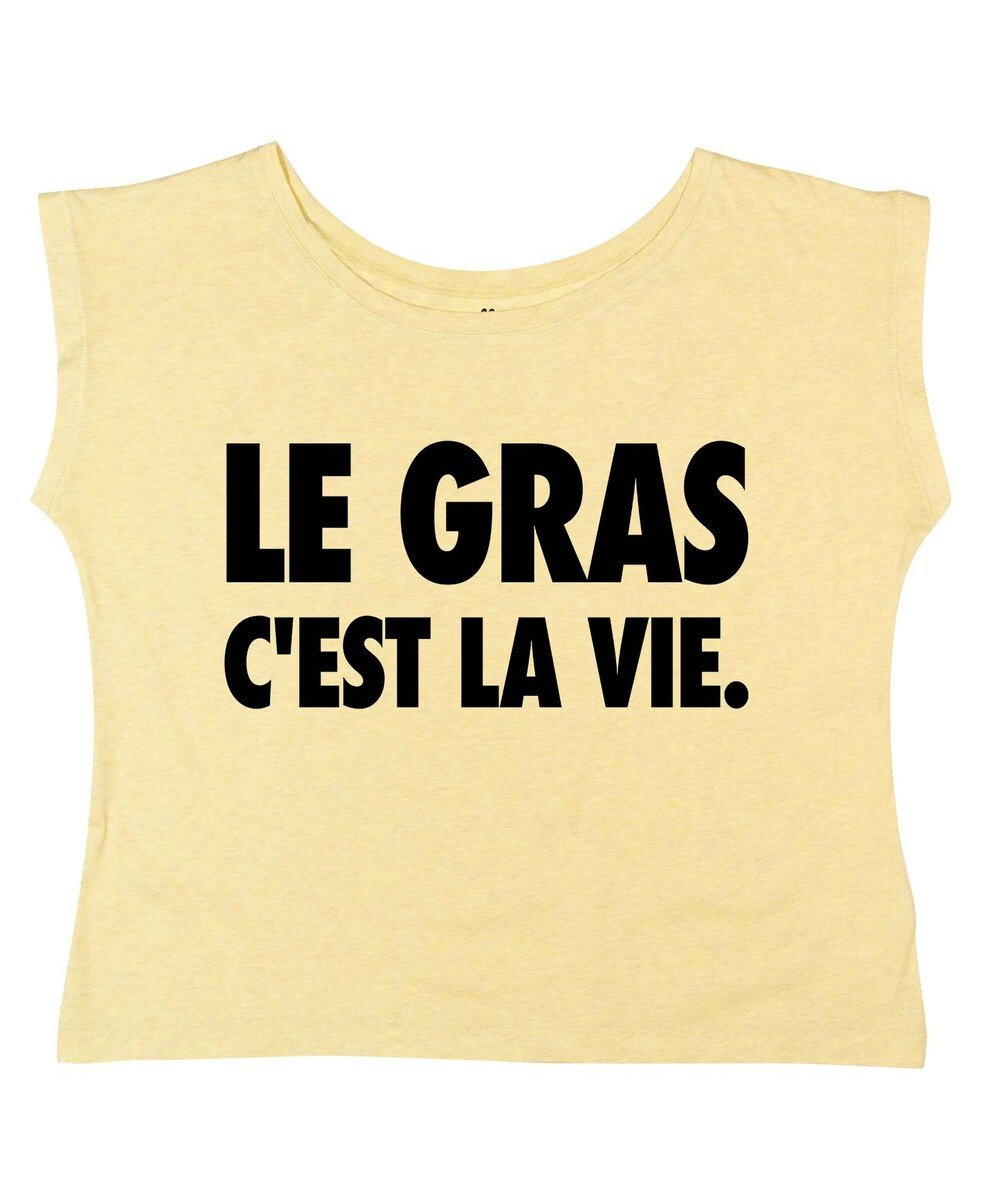 T-shirt pour Femme Oversize Le Gras C'est La Vie de couleur Gris chiné