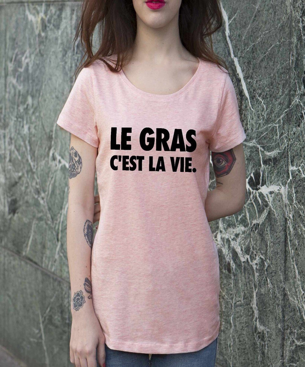 T-shirt pour Femme Femme Le Gras de couleur Rose chiné