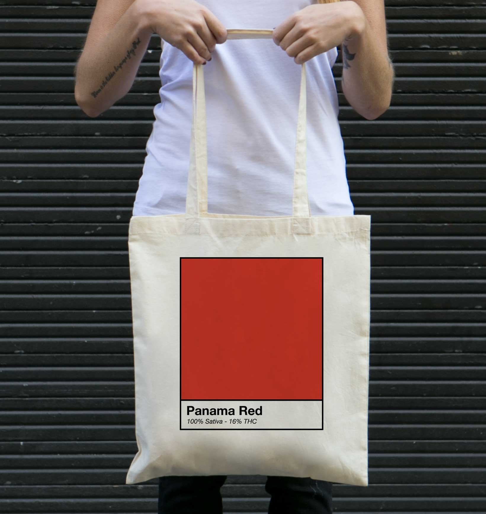 Tote Bag Panama Red de couleur Écru