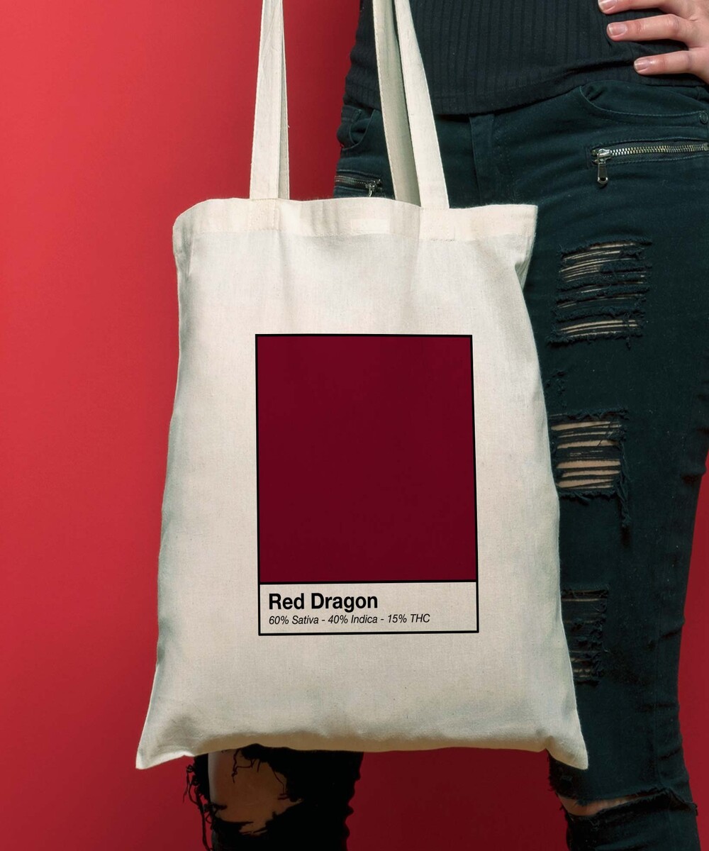 Tote Bag Red Dragon de couleur Crème