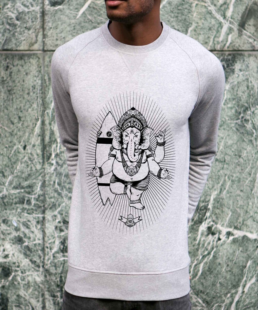 Sweat pour Homme Ganesh de couleur Gris chiné