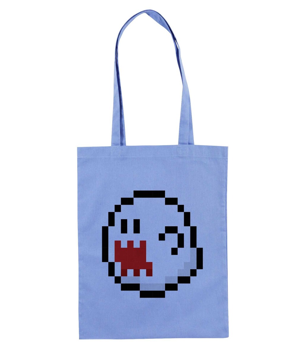 Tote Bag Pixel Boo de couleur Bleu clair