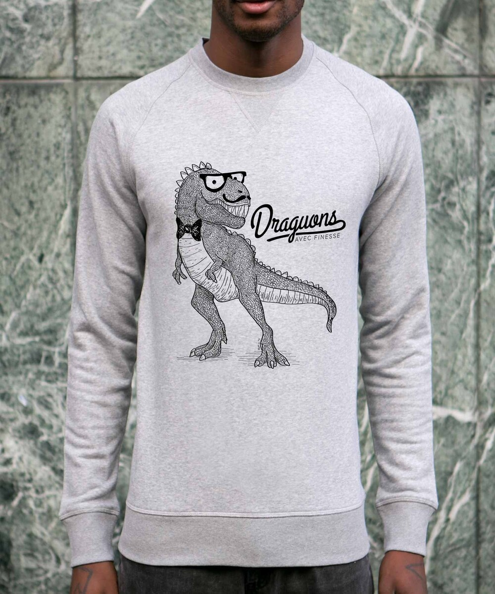 Sweat pour Homme Draguons Avec Finesse de couleur Gris chiné