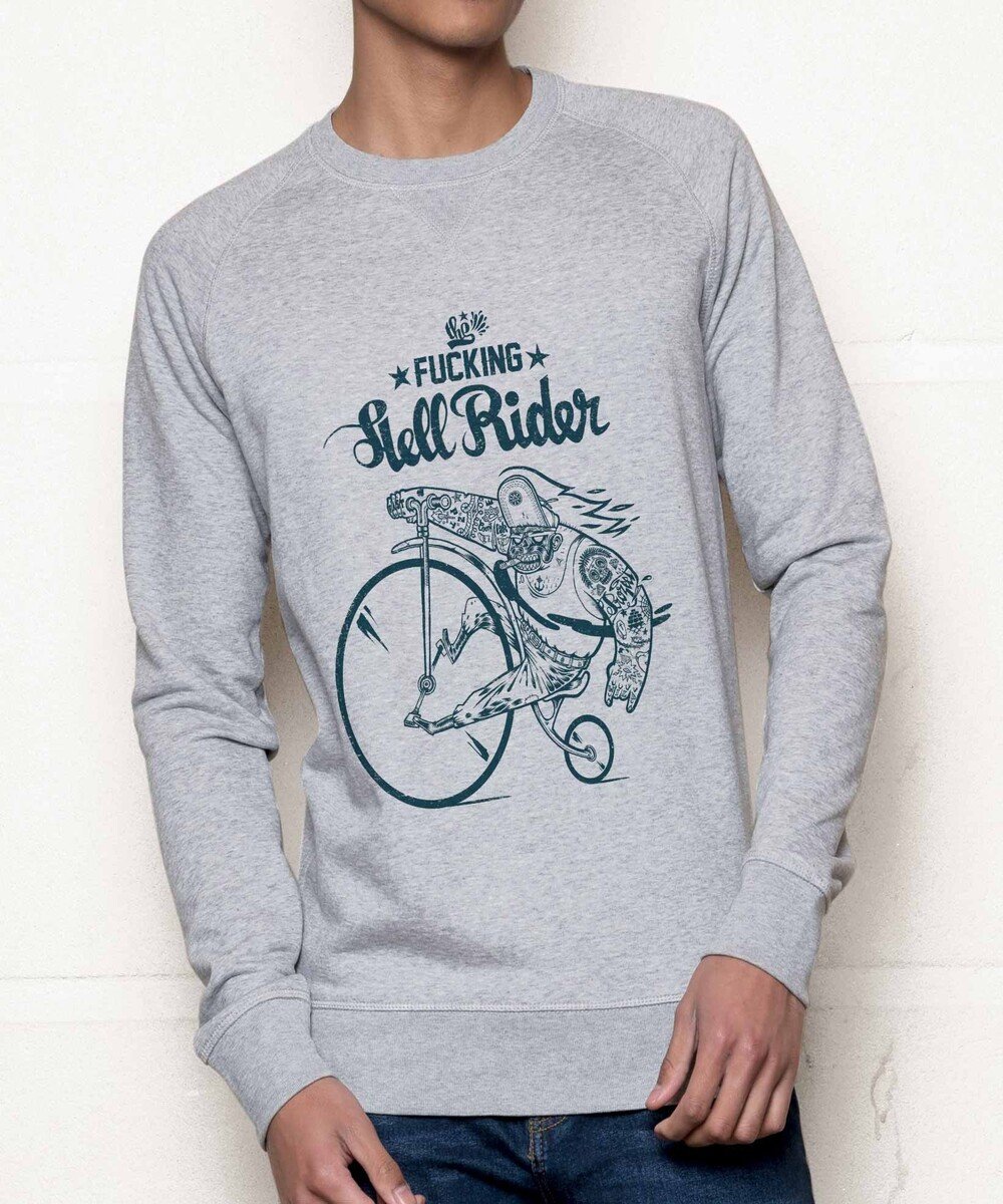 Sweat pour Homme Hell Rider de couleur Gris chiné