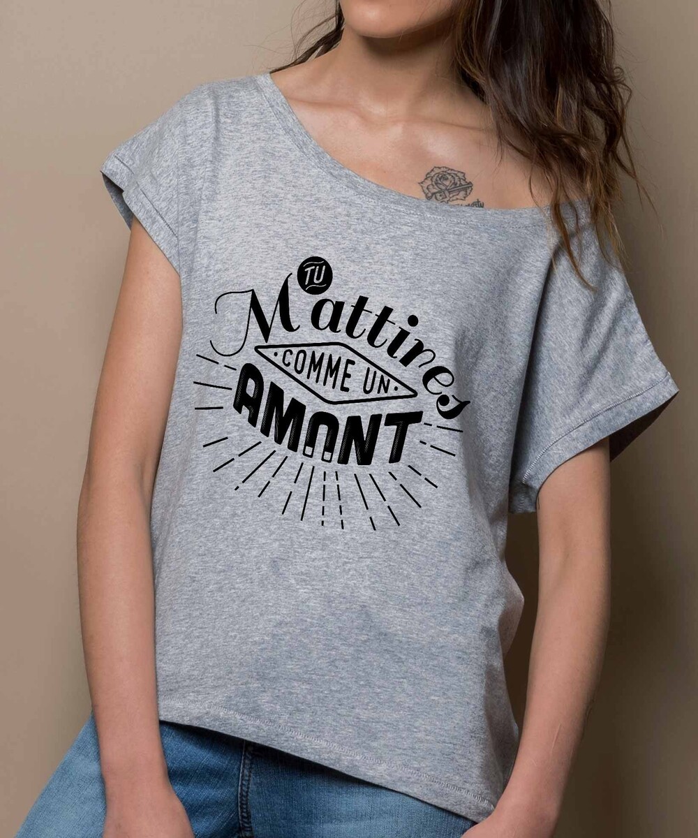 T-shirt pour Femme Loose Comme Un Amant de couleur Gris chiné