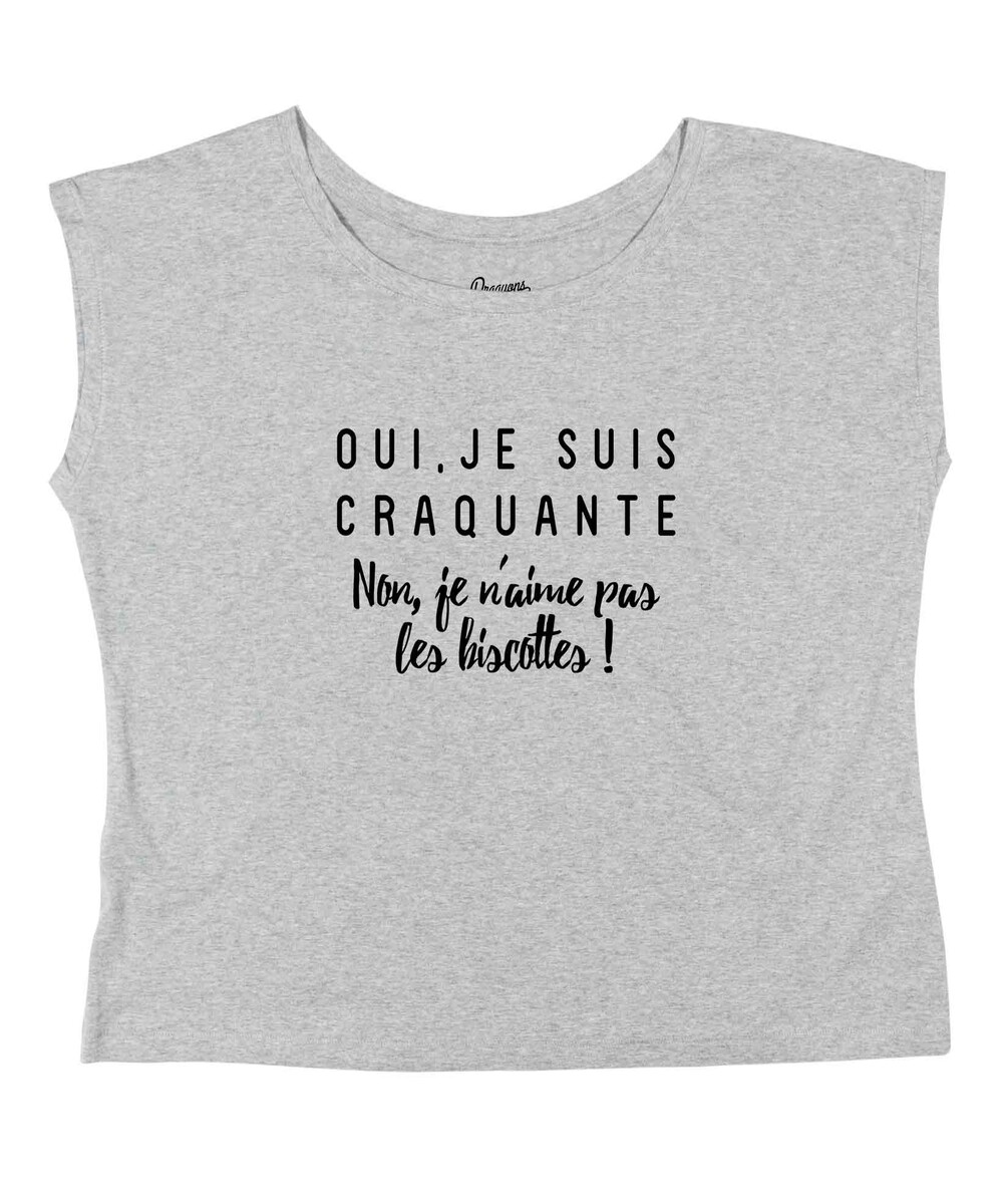 T-shirt pour Femme Loose Je Suis Craquante de couleur Gris chiné