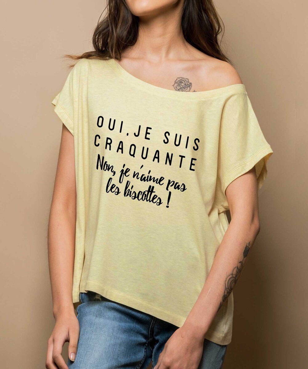 T-shirt pour Femme Loose Je Suis Craquante de couleur Gris chiné