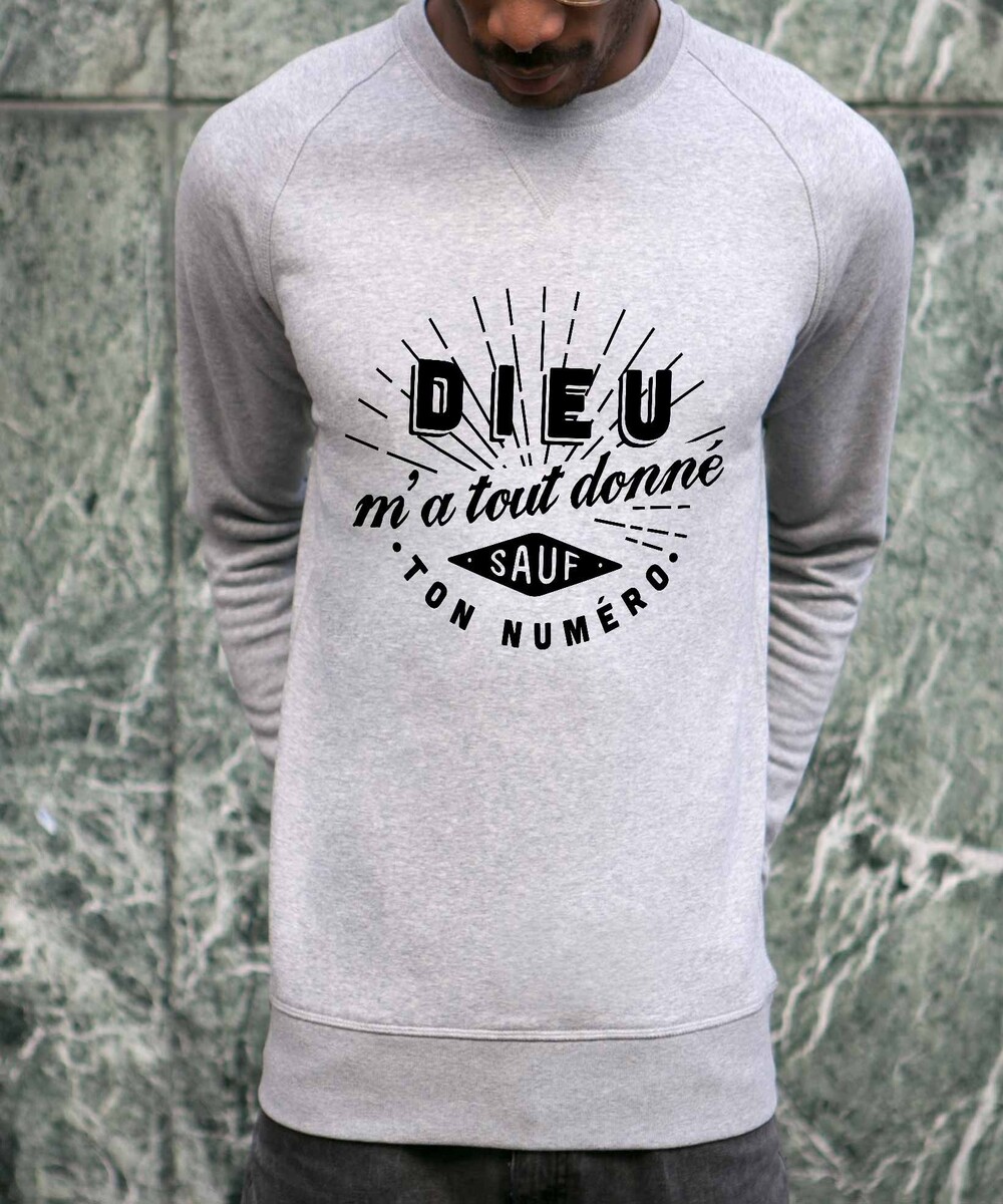 Sweat pour Homme Ton Numéro de couleur Gris chiné