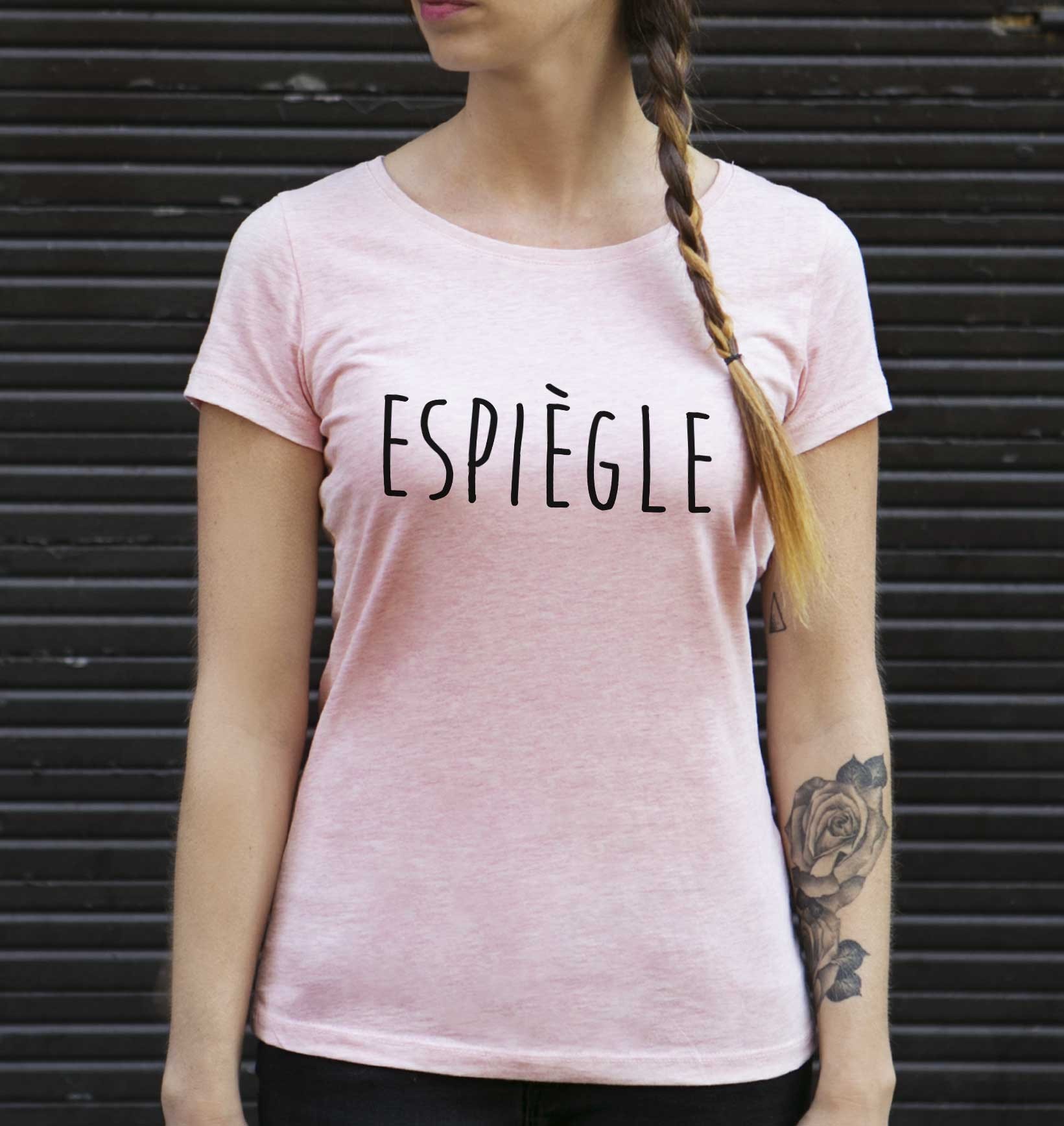 T-shirt Femme Espiègle de couleur Rose chiné