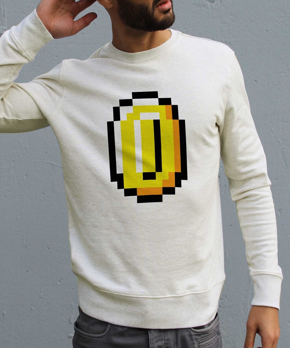 Sweat pour Homme Pixel Coin de couleur Gris chiné