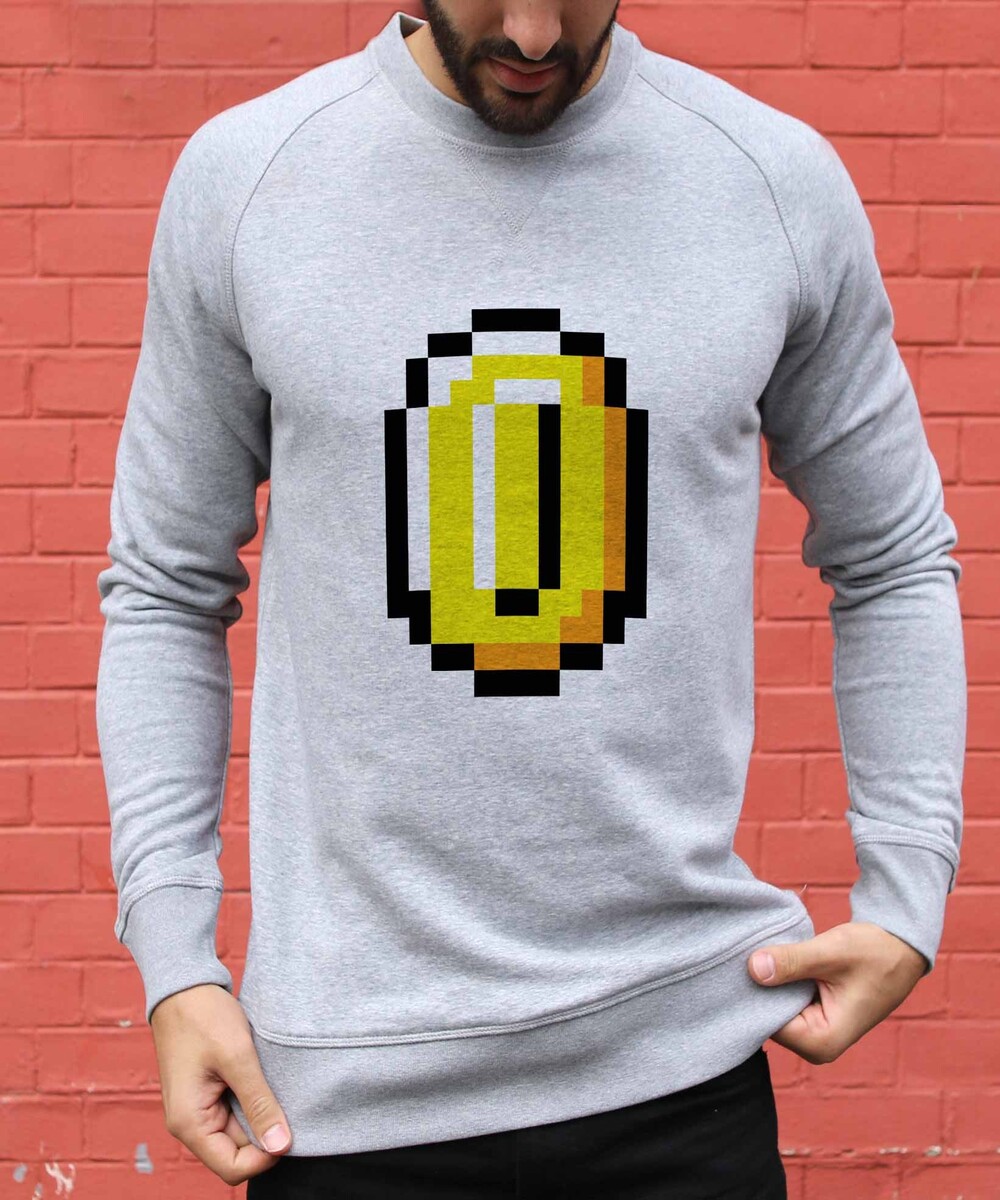 Sweat pour Homme Pixel Coin de couleur Gris chiné